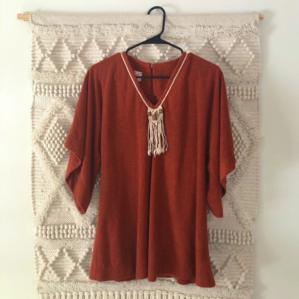 VINTAGE 70s MACRAME SHIRT S/M BOHO